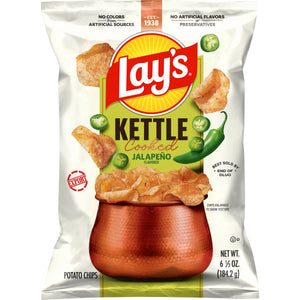Lay's Kettle Cooked Jalapeno Flavored Potato Chips 6.5 OZ (184g) - Export