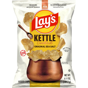 Lay's Kettle Cooked Original Potato Chips 6.5 OZ (184g) - Export