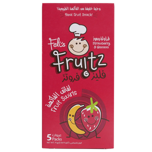 Feli's Fruitz Strawberry Banana Fruit Swirls - Real Fruit Snack - Vegan- Gluten Free 75gm (5x15gm)