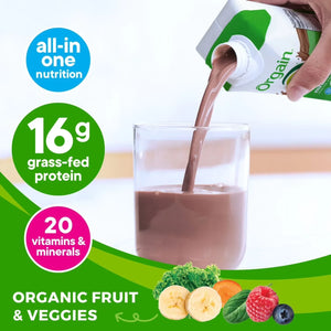Orgain Organic Nutrition 16g Grass- Fed Protein Shake, Creamy Chocolate Fudge, 330ml (12 pk)