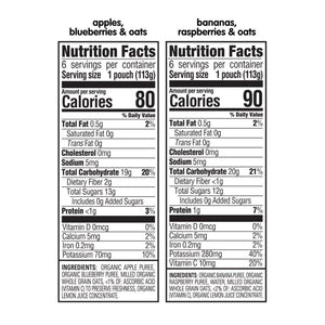 HappyBABY Organics Clearly Crafted Fruit & Oat Pouches Variety Pack, 113g (12pc)