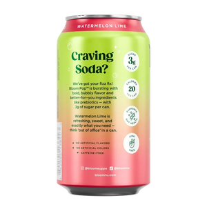 Bloom Pop Watermelon Lime Prebiotic Soda 355ml