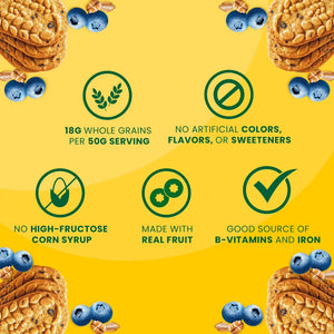 Belvita Crunchy Breakfast Biscuits, Blueberry - 1.25 kg (25 Packs of 4)