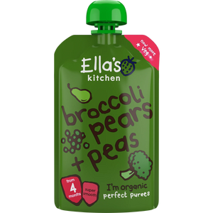 Ella's Kitchen organic broccoli pears + peas 120g. Expiry date: 1-Jun-26
