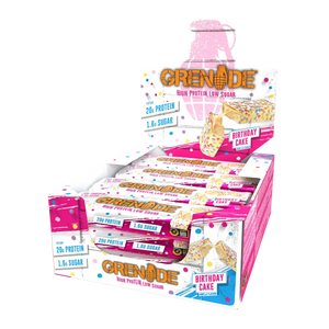 Grenade Birthday Cake - High Protein Bar - Low Sugar (60gm x 12) Box