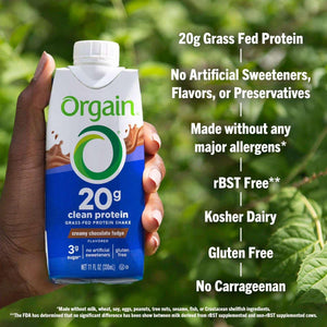 Orgain 20g Clean Protein Grass Fed Shake, Creamy Chocolate Fudge 330ml - View 2 | Welaza