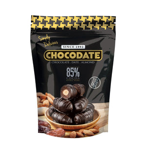 Chocodate Extra Dark – Chocolate-Coated Dates with Roasted Almonds - 250Gm