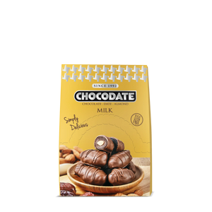 Chocodate Milk | Exquisite Bite Sized Delicacy | Handmade Treat - Rich Silky Chocolate - Velvety Arabian Date - Golden Roasted Almond - Perfect Snacking