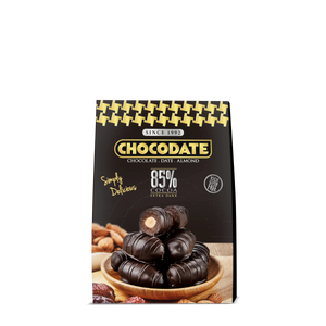 Chocodate Extra Dark | Exquisite Bite Sized Delicacy | Handmade Treat - Rich Silky Chocolate - Velvety Arabian Date - Golden Roasted Almond - Perfect Snacking