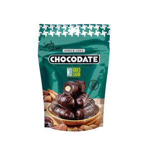 Chocodate No Sugar Added Rich Silky Chocolate, Roasted Almonds, Velvety Arabian Dates, Low Calories, No GMO, Gluten Free Chocolate, Perfect Snacking