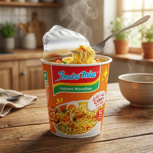 Indomie Instant Noodles, Jumbo Cup Gout Curry Flavour with Seasoning Powder and Sauce -82g