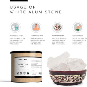 AWAFI MILL White Alum Stone Deodorant - 100 g | 3.5 Oz