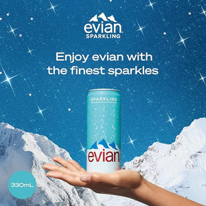 Evian Sparkling Carbonated Natural Mineral Water Can, 330 ml