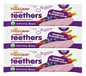 HappyBABY Organic Teethers 4g, Blueberry & Purple Carrot - Pack of 12