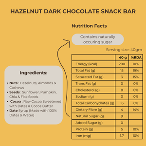 Hazelnut Dark Chocolate - 1 Bar