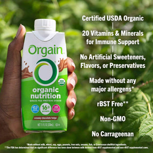 Orgain Organic Nutrition Grass-Fed Protein Shake, Creamy Chocolate Fudge 330ml