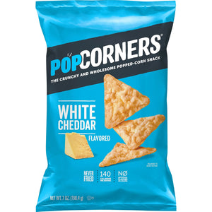 Popcorners White Cheddar Flavored Corn Snacks, Never Fried,140Cal, 7 OZ (198g) - Export