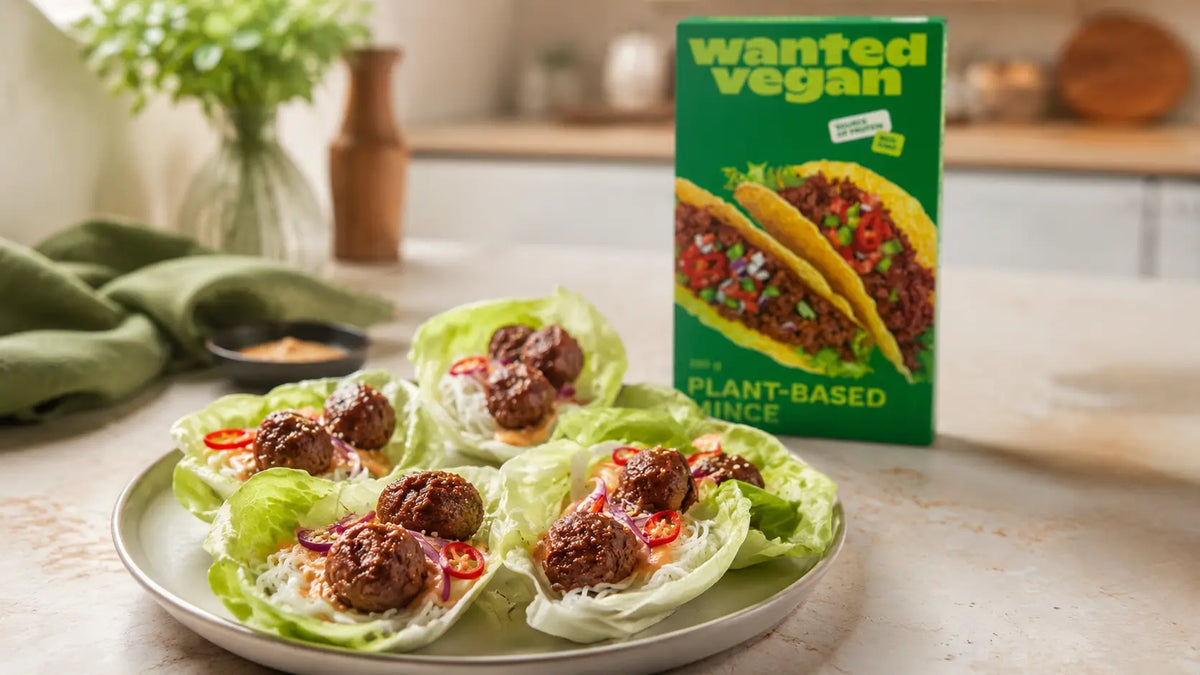 Plant-Based Meatball Lettuce Cups with Rice Vermicelli