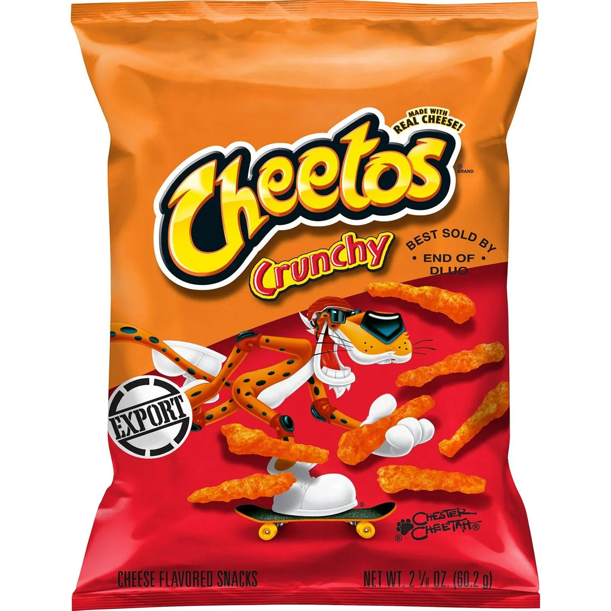 Cheetos Crunchy Cheese Flavored Snacks, Made with Real Cheese, Export - 1.25 OZ