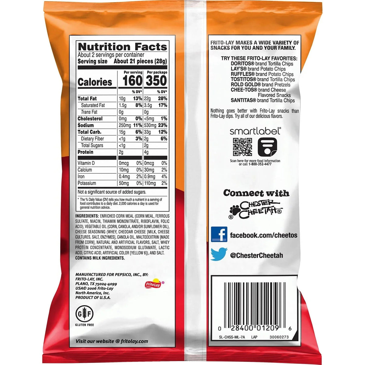 Cheetos Crunchy Cheese Flavored Snacks, Made with Real Cheese, 8 OZ - Export