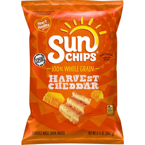 Sunchips Harvest Cheddar 100% Whole Grain Snacks 6.5 OZ( 184.2g) - Export  (Near Expiry)