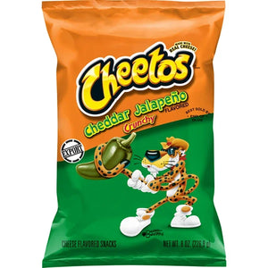 Cheetos Crunchy Cheddar Jalapeno Flavored Snacks, Made with Real Cheese, 8 OZ (227g) - Export