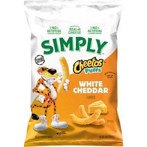 Cheetos Simply White Cheddar Cheese Puffs, Made with Real Cheese,8 OZ (227g) - Export