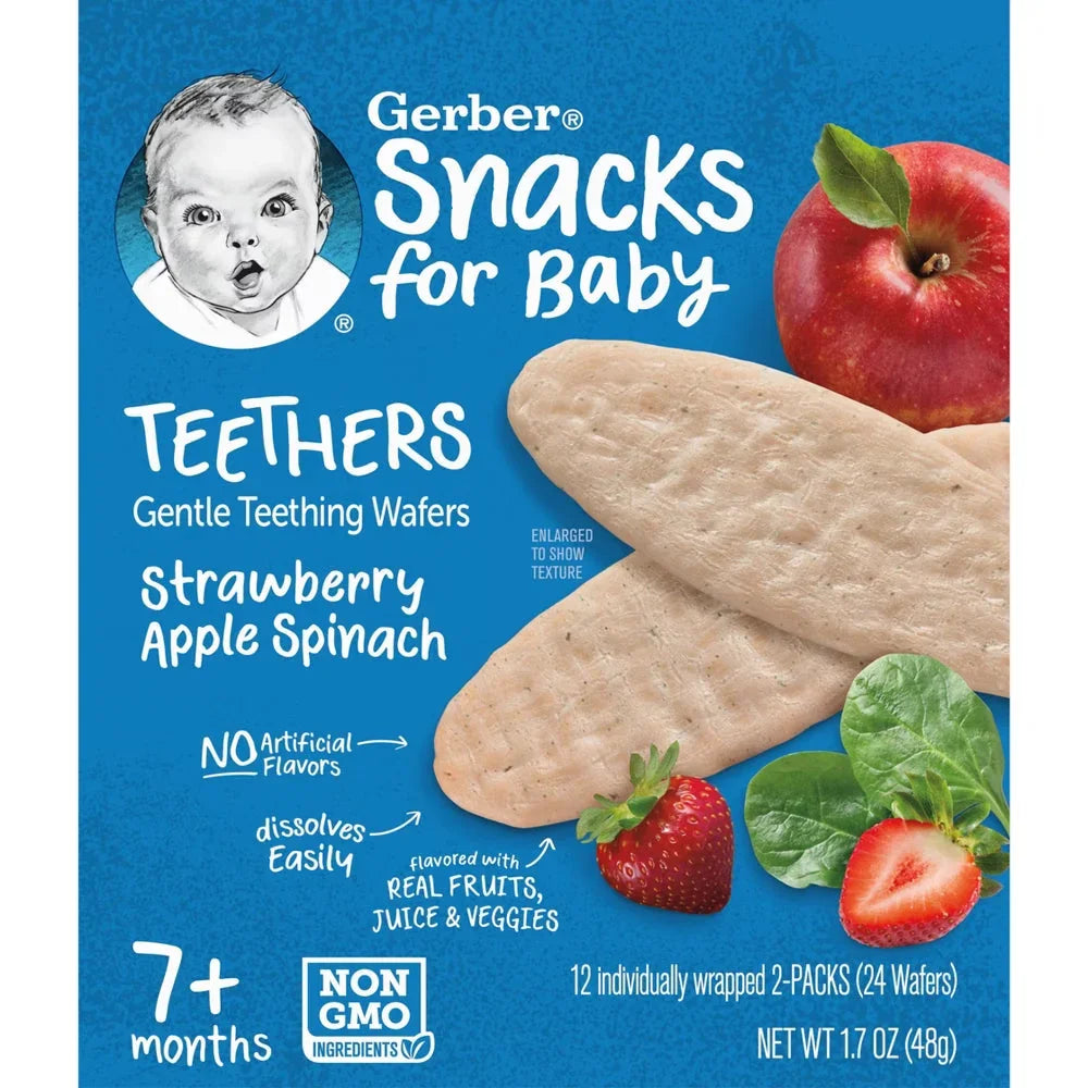 Gerber Snacks Strawberry Apple Spinach Teething Wafers 1.7oz