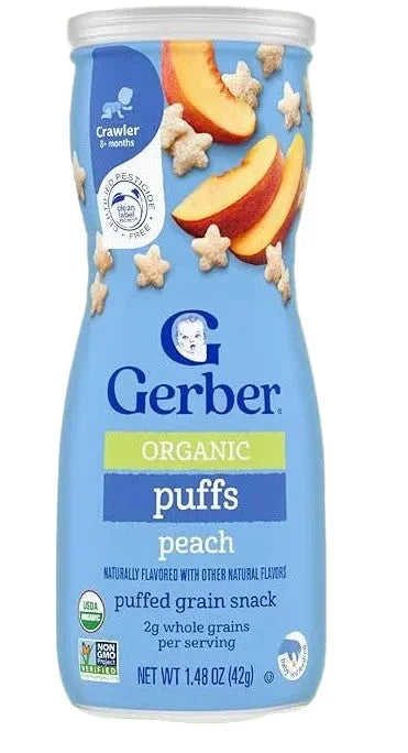 Gerber Organic Puffs, Peach 1.48 oz