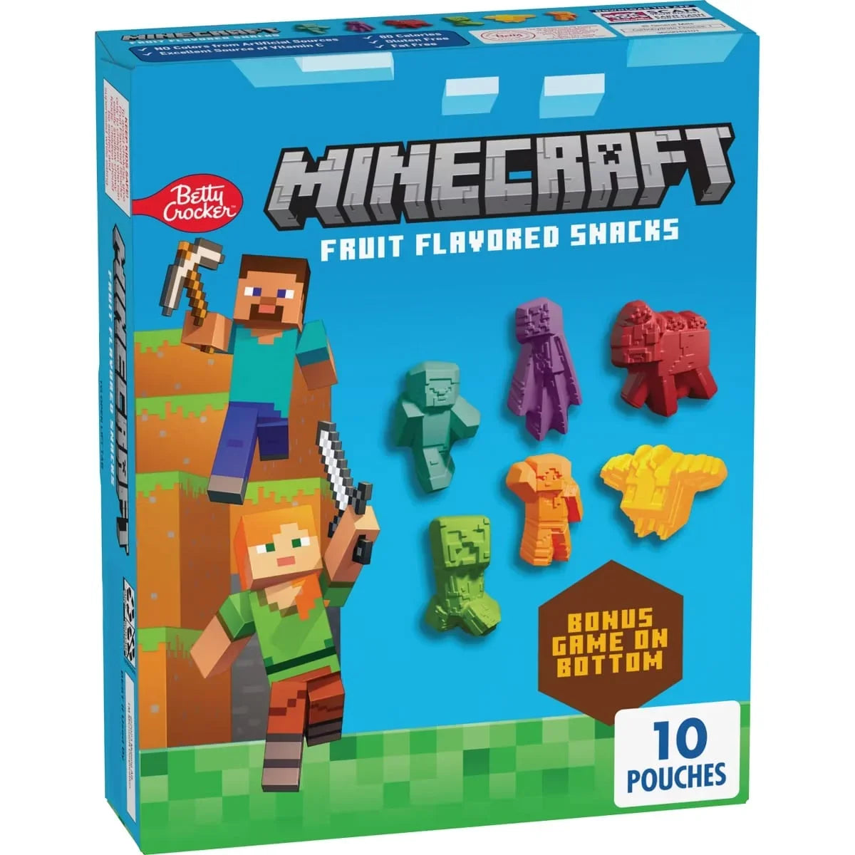 Betty Crocker Minecraft Fruit Flavored Kids Snacks, Fat Free and Gluten Free Snack, 8 oz | Welaza