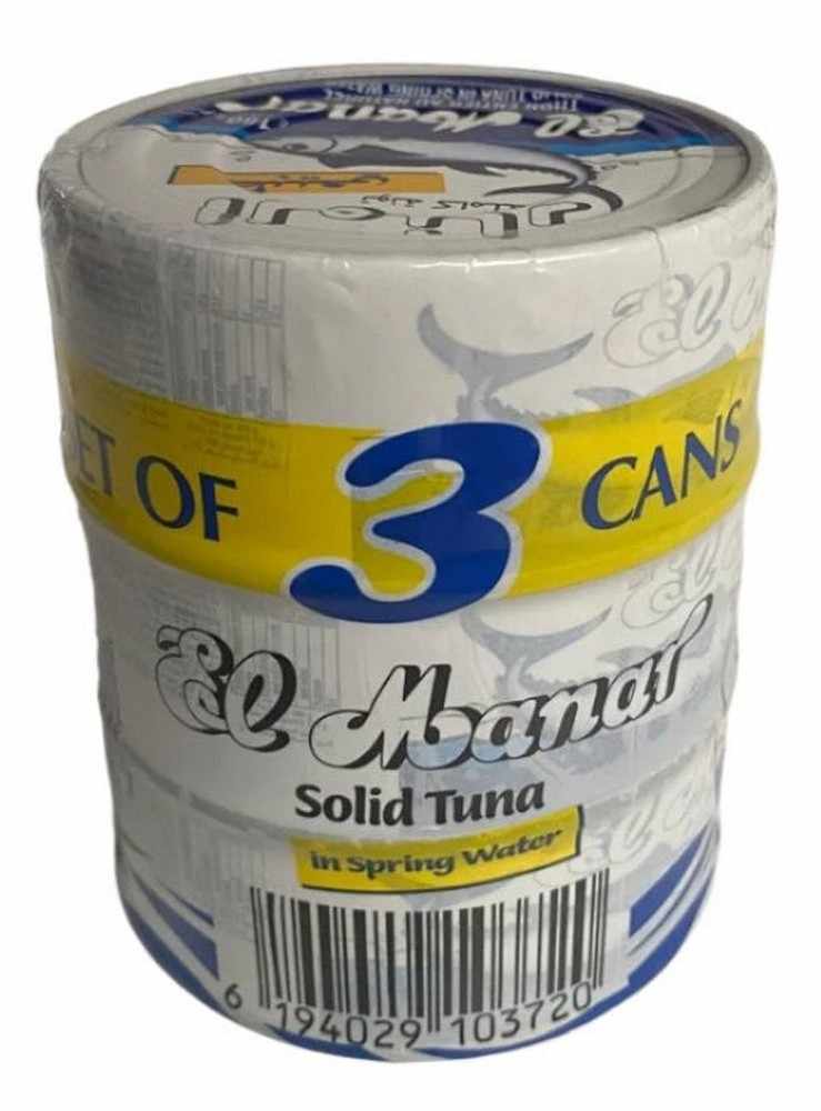 El Manar Solid Tuna In Spring Water 160 g Each (Pack Of 3)