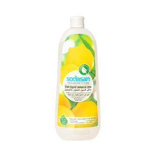 Sodasan 100% Natural Dish Liquid Lemon And Lime 1 Liter
