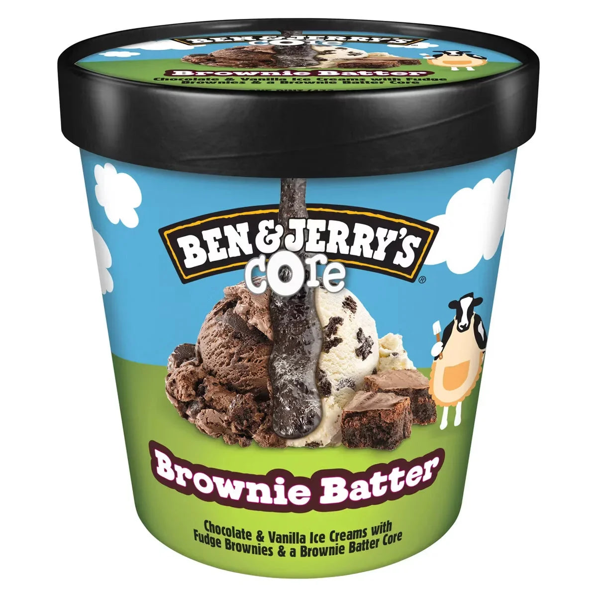 Ben & Jerry's Brownie Batter Core Chocolate & Vanilla Ice Cream - 16oz | Welaza