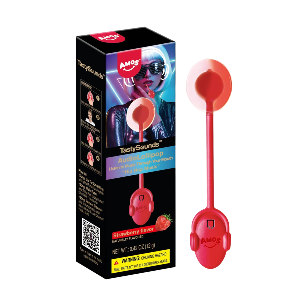 Amos Music Lollipop - Rap music Strawberry Flvr 12 g