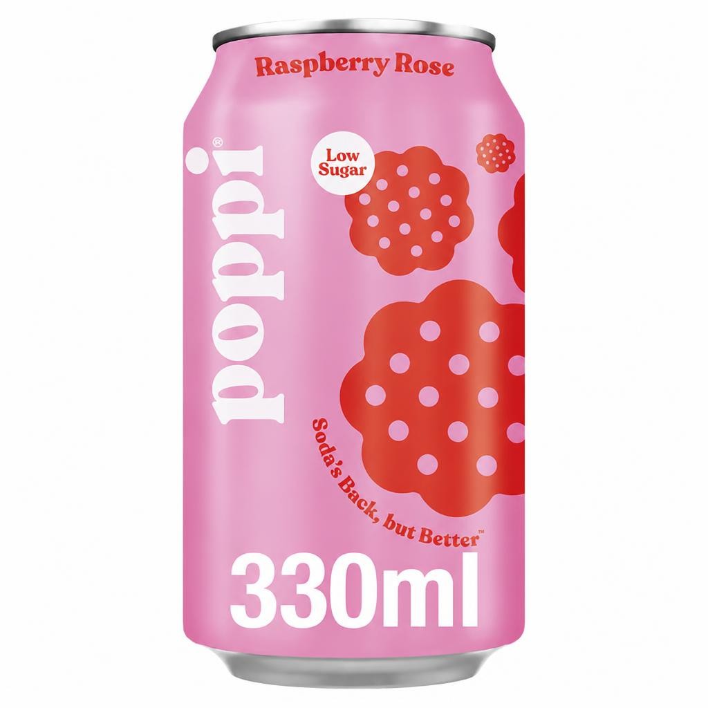 Poppi Low Sugar Raspberry Rose Soda Can 330 ml