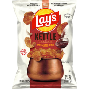 Lay's Kettle Cooked Mesquite BBQ Flavored Potato Chips 6.5 OZ (184g) - Export