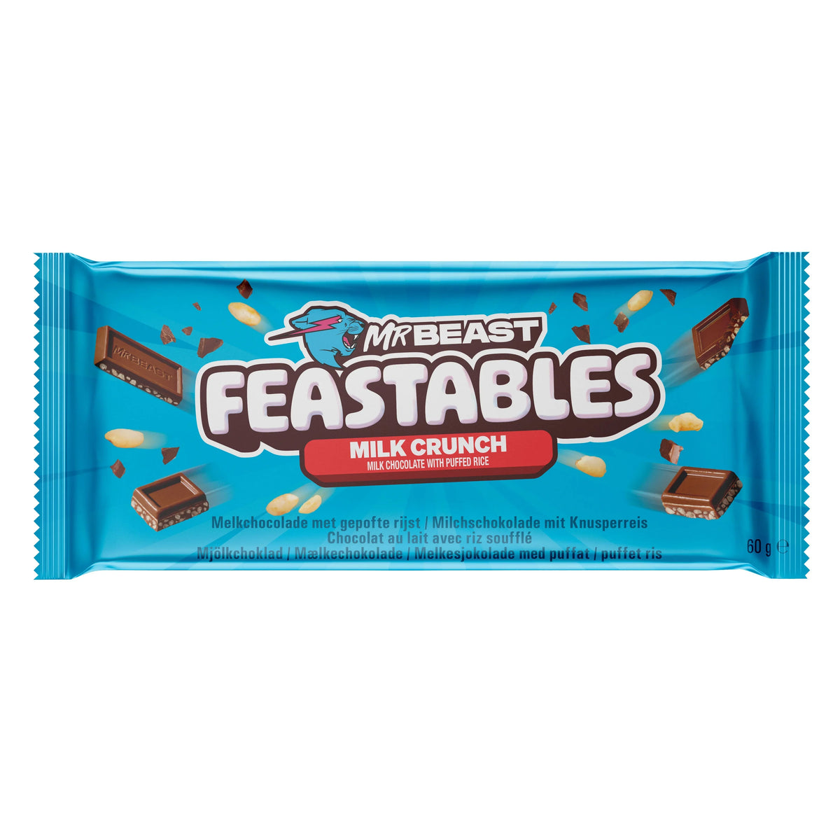 Mr Beast Feastables Milk Chocolate Crunch Bar , Made with Grass-Fed Milk Chocolate and Organic Cocoa