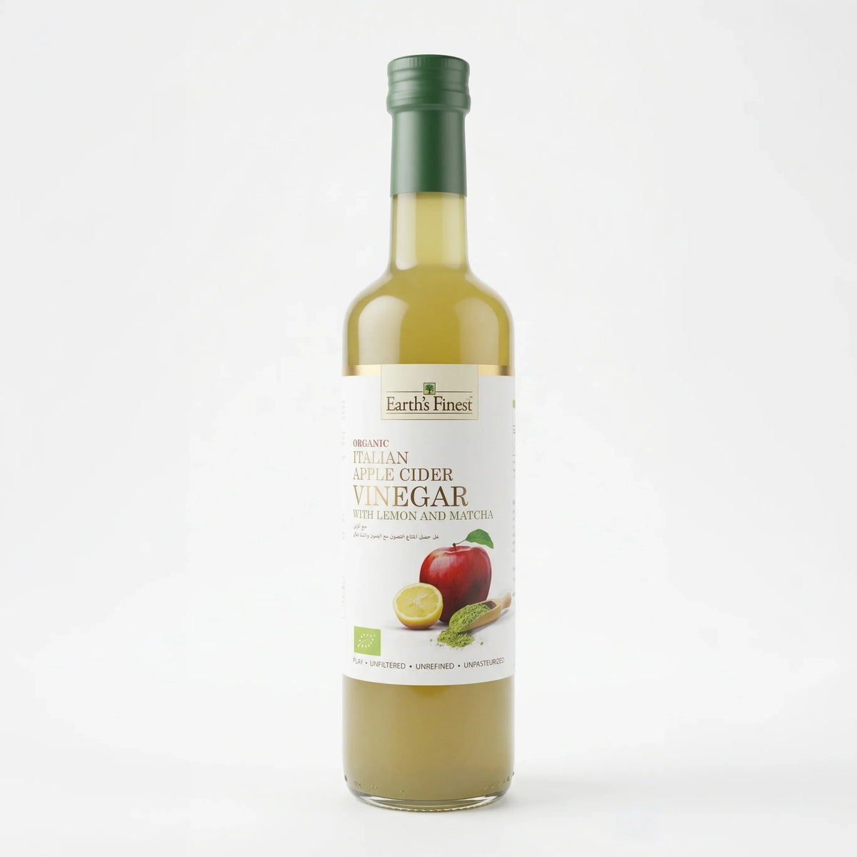 Earth's Finest Organic Apple Cider Vinegar with Matcha & Lemon 500ml
