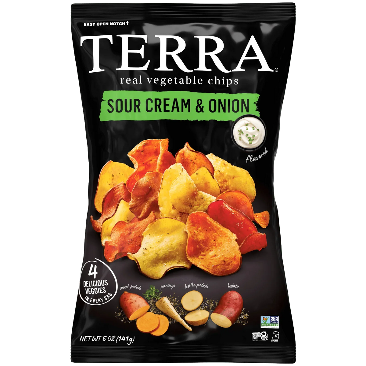 Terra Sour Cream & Onion Real Vegetable Chips 141gm Non GMO, Gluten Free