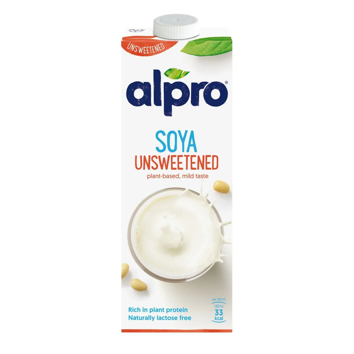 Alpro Soya Unsweetened Drink 1L, 100% Plant Based And Dairy Free, Suitable For Vegans, Naturally Free From Lactose, Rich In Nutrients
