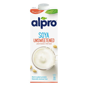 Alpro Soya Unsweetened Drink 1L, 100% Plant Based And Dairy Free, Suitable For Vegans, Naturally Free From Lactose, Rich In Nutrients
