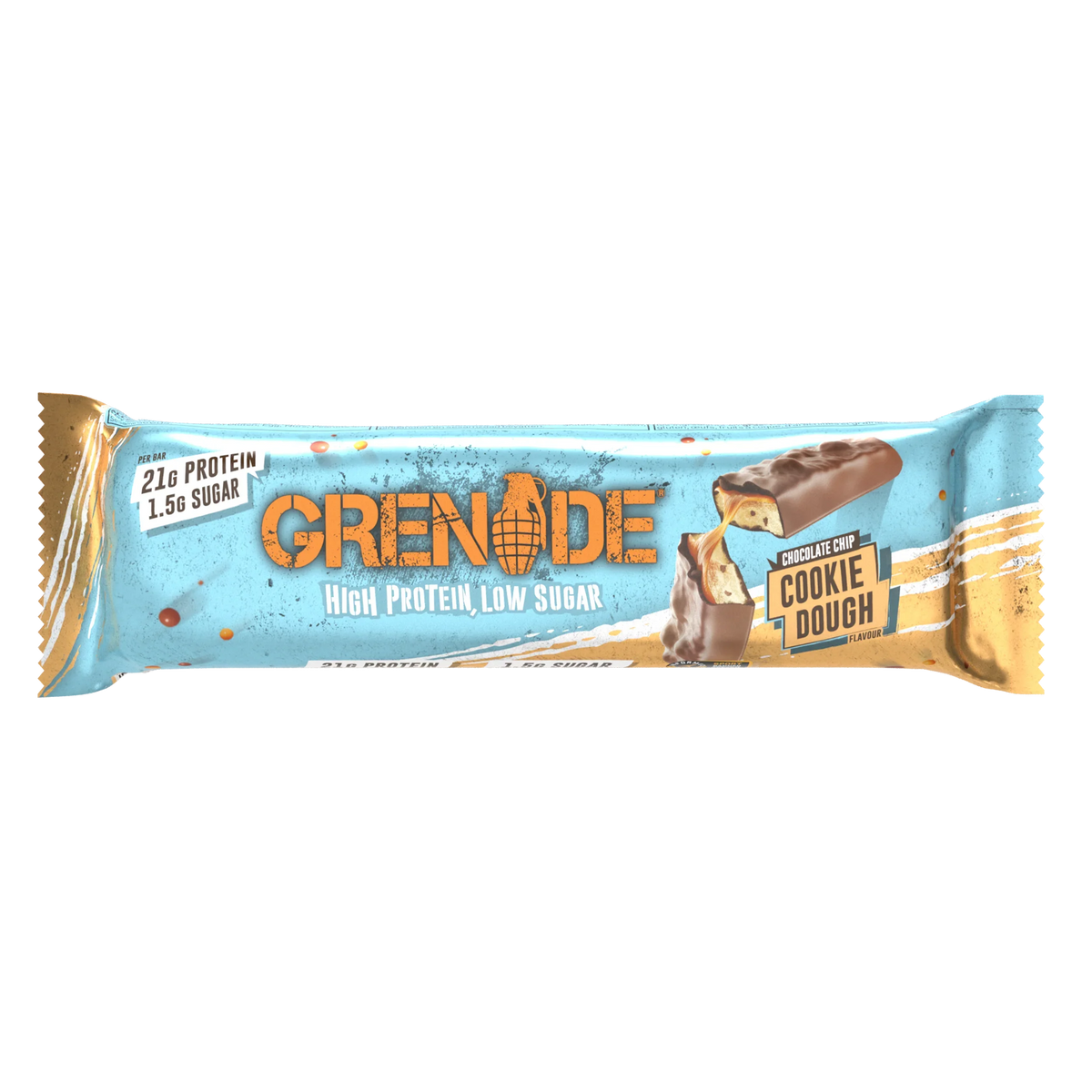 Grenade Chocolate Chip Cookie Dough - High Protein Bar - Low Sugar  60gm