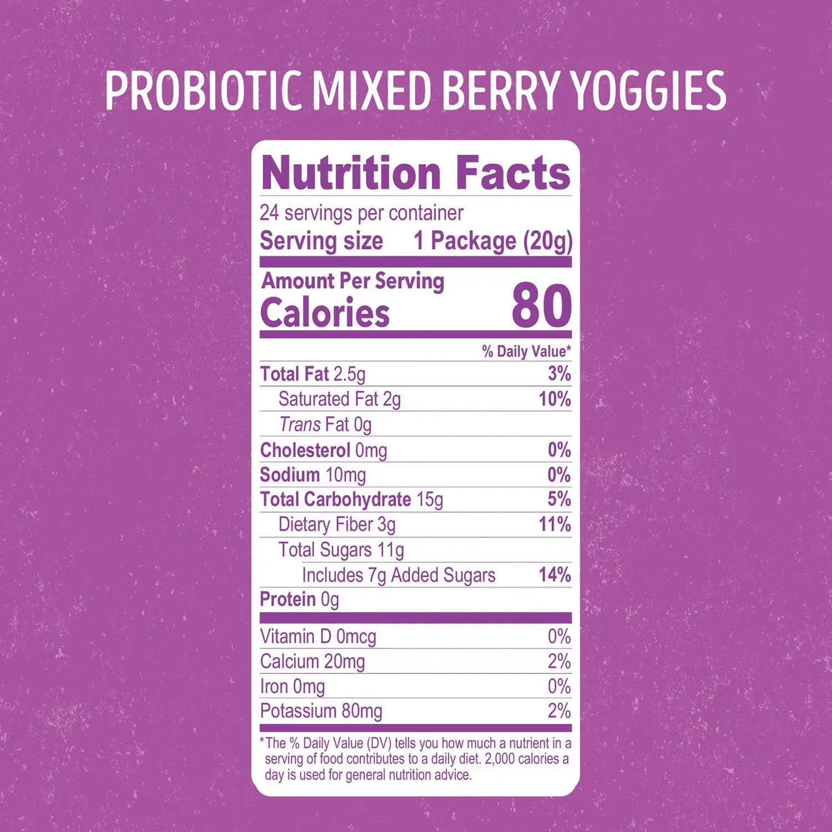 Nature's Garden Probiotic Mixed Berry Yoggies 480g, 24 pk.