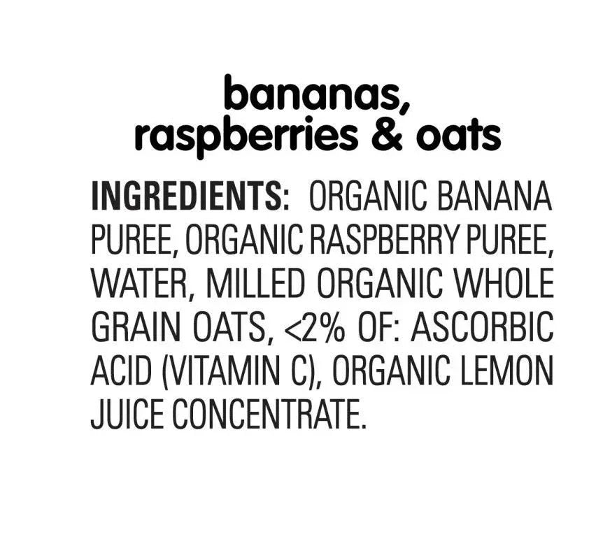 HappyBABY Organic Bananas, Raspberries & Oats Pouch 113g
