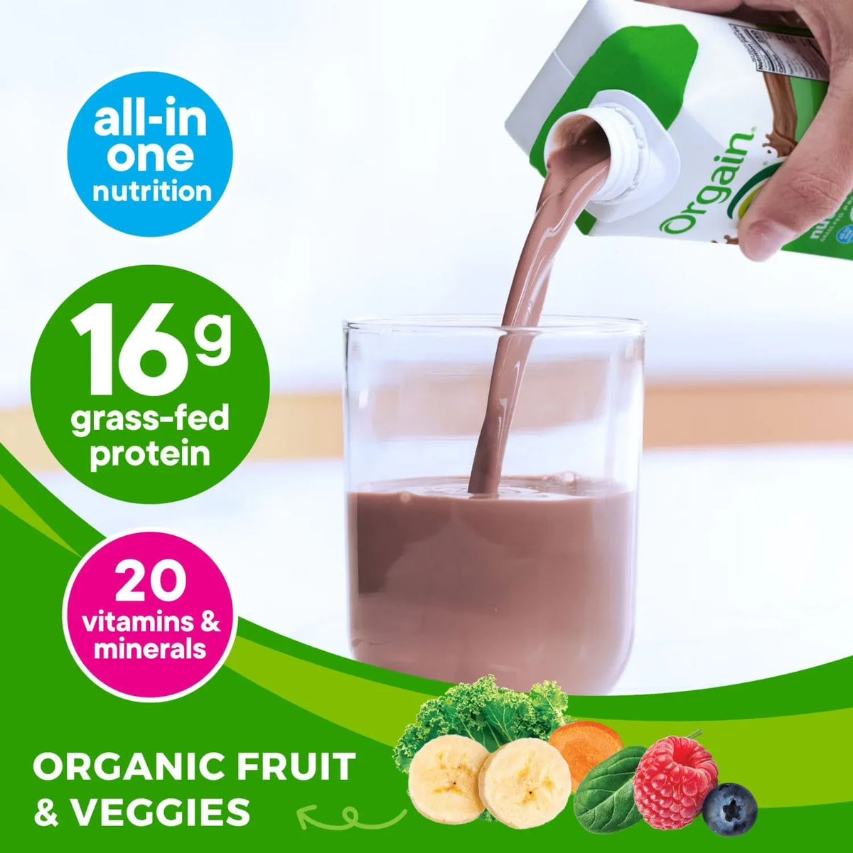 Orgain Organic Nutrition Grass-Fed Protein Shake, Creamy Chocolate Fudge 330ml