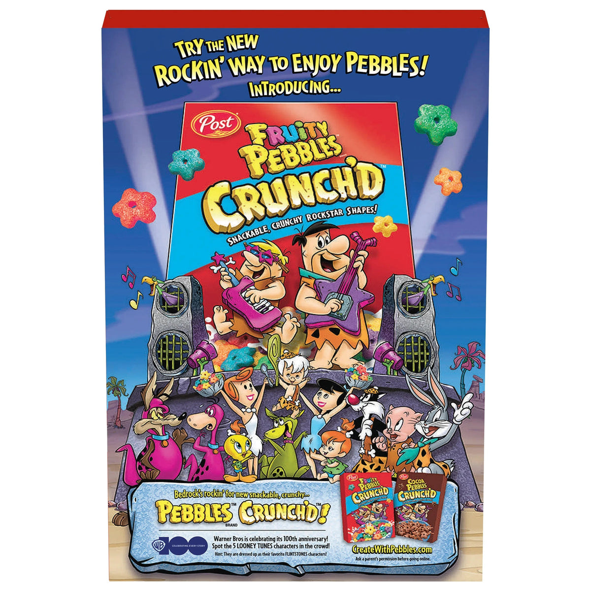 Post Fruity Pebbles Sweetened Rice Breakfast Cereal Gluten Free - 425gm