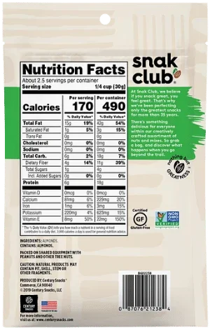 Snak Club Raw Almonds 78g - View 2 | Welaza