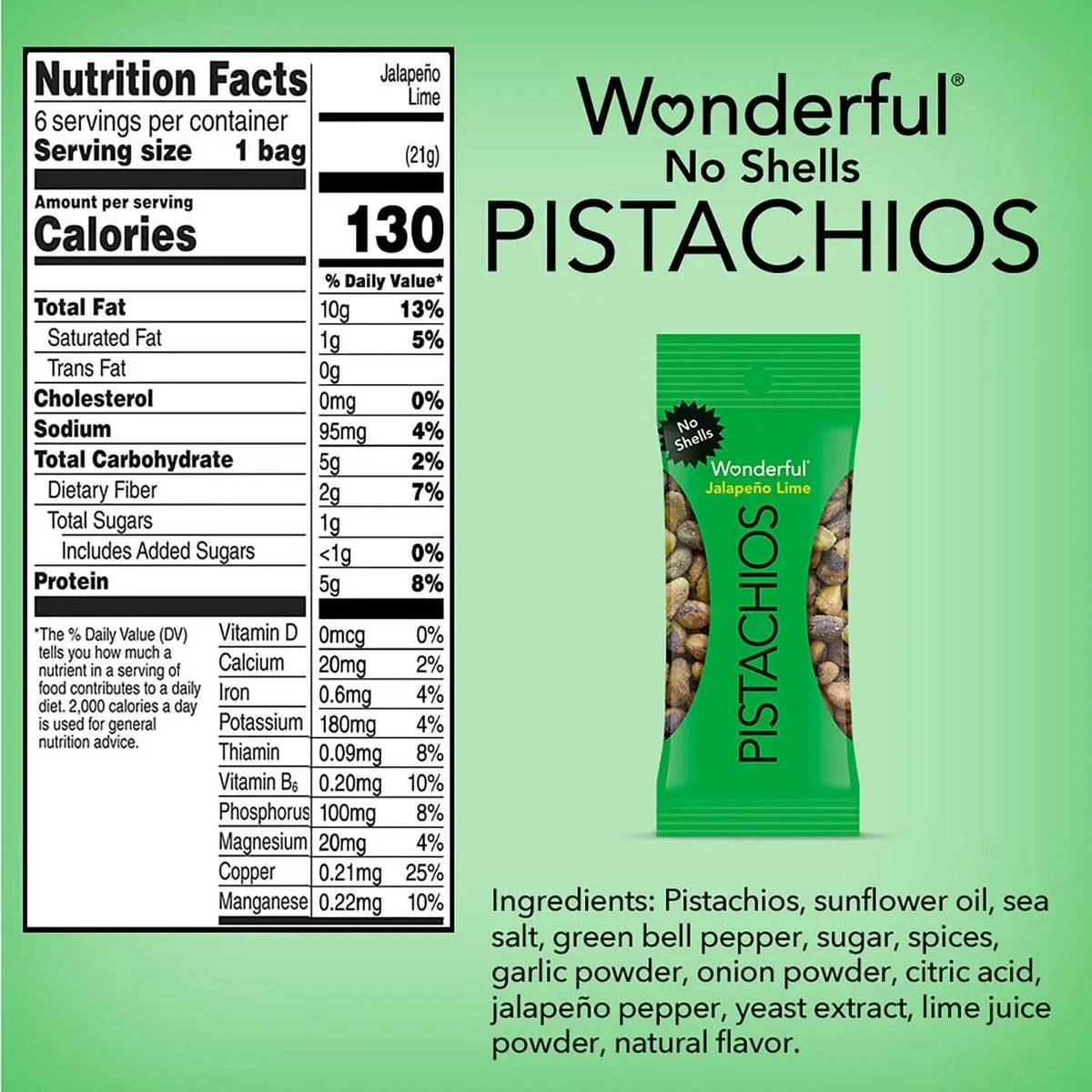 Wonderful Jalapeno Lime Pistachios - 21g