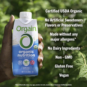 Orgain Organic Nutrition 16g Vegan Plant Based Protein Shake, Vanilla Bean 10ml