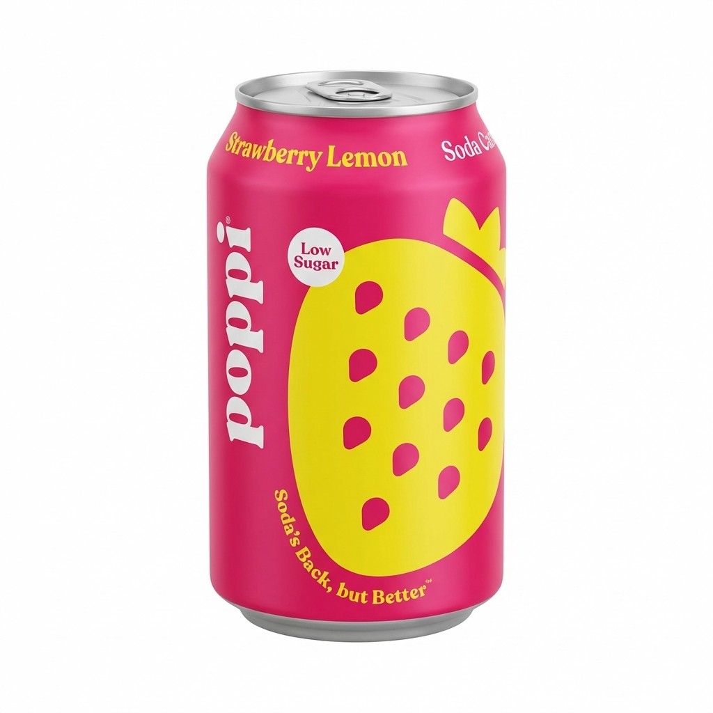 Poppi Low Sugar Strawberry Lemon Soda Can 330 ml